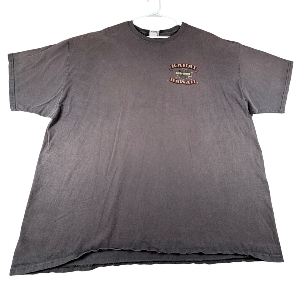 Harley Davidson Kauai Hawaii T-Shirt Mens Faded Black Wild Boar 2XL